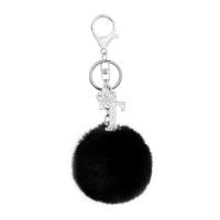 Key Chain, Plush, med Zinc Alloy, Alfabet bogstav, sølvfarvet forgyldt, forskellige stilarter for valg & for kvinde & med rhinestone, 160mm, Solgt af PC