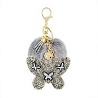 Key Chain, Velveteen, med Plush & Zinc Alloy, guldfarve belagt, forskellige stilarter for valg & for kvinde & med rhinestone, 160mm, Solgt af PC