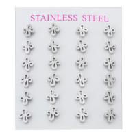 Stainless Steel Stud fülbevaló, 304 rozsdamentes acél, a nő & üreges, az eredeti szín, 7x8x13mm, 24PC-k/Set, Által értékesített Set