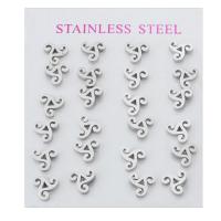 Stainless Steel Stud Øreringe, 304 rustfrit stål, for kvinde & hule, oprindelige farve, 9x8x13mm, 24pc'er/sæt, Solgt af sæt