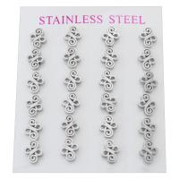 Roestvrij staal Stud Earrings, 304 roestvrij staal, voor vrouw & hol, oorspronkelijke kleur, 7x9x13mm, 24pC's/Stel, Verkocht door Stel