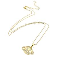 Kubieke Zirkoon Micro Pave Brass Ketting, Messing, gold plated, micro pave zirconia & voor vrouw & hol, 24x19x5mm, Lengte Ca 20 inch, Verkocht door PC