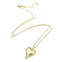 Kubieke Zirkoon Micro Pave Brass Ketting, Messing, Hart, gold plated, micro pave zirconia, 18x23x3mm, Lengte Ca 19.5 inch, Verkocht door PC