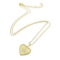 Circón cúbico Micro pavimentar collar de cobre amarillo, metal, Corazón, chapado en color dorado, micro arcilla de zirconia cúbica & para mujer, 21x22x2mm, longitud aproximado 20 Inch, Vendido por UD