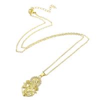 Kubieke Zirkoon Micro Pave Brass Ketting, Messing, gold plated, micro pave zirconia & voor vrouw, 19x15x3mm, Lengte Ca 20 inch, Verkocht door PC