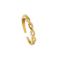 Cubi Circonia Micro Pave anello in ottone, placcato, Regolabile & Micro spianare cubic zirconia & per la donna, dorato, 17mm, Venduto da PC