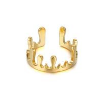 Partículas de aço Cuff Ring Finger, Ajustável & para mulher, dourado, 9mm, vendido por PC