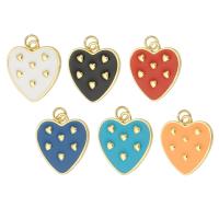 Pendentifs coeur en laiton, Placage de couleur d'or, bijoux de mode & DIY & émail, plus de couleurs à choisir, 19x20x3mm, Trou:Environ 3mm, 10PC/lot, Vendu par lot