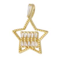 Messing hanger met micro-paved kubieke zirconia's, Ster, gold plated, mode sieraden & DIY & micro pave zirconia, gouden, 18x23x3mm, Gat:Ca 2mm, 10pC's/Lot, Verkocht door Lot