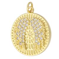 Cubic Zirconia Micro Pave Brass Pendant Round gold color plated fashion jewelry & DIY & micro pave cubic zirconia golden Approx 3mm Sold By Lot