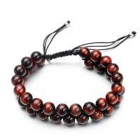 Gemstone Woven Ball armband, Red Tiger Eye Stone, Rund, mode smycken & Unisex, röd, 16mm, Längd Ca 7.48 inch, Säljs av PC