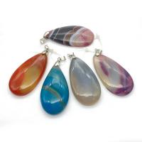 Agat smykker Vedhæng, Agate, Teardrop, Unisex, flere farver til valg, 30x58mm, Solgt af PC