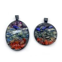 Gemstone Pendants Jewelry Resin with Gemstone & Zinc Alloy gun black plated Unisex Sold By PC