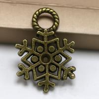 Pendentifs Noël en alliage de zinc, flocon de neige, Plaqué de couleur de bronze antique, bijoux de mode, protéger l'environnement, sans nickel, plomb et cadmium, 21x16mm, 100PC/sac, Vendu par sac