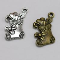 Zinc Alloy Jul Vedhæng, Julen Sock, forgyldt, Julen smykker, flere farver til valg, nikkel, bly & cadmium fri, 21x14mm, 100pc'er/Bag, Solgt af Bag