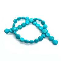 Χάντρες Turquoise, Φυσικό Τυρκουάζ, Flat Γύρος, DIY & διαφορετικό μέγεθος για την επιλογή, μπλε, Sold Per Περίπου 14.96 inch Strand