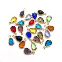 Crystal Pendants with Brass Teardrop gold color plated faceted Sold By PC