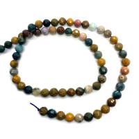 Ocean Agate Bead, Runde, du kan DIY & facetteret, blandede farver, 6mm, Solgt Per 14.96 inch Strand