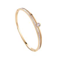 Stainless Steel Bangle 316 Stainless Steel Round Vacuum Ion Plating fashion jewelry & for woman & with rhinestone Sold By PC