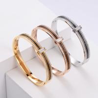 Stainless Steel Bangle 316 Stainless Steel Round Vacuum Ion Plating fashion jewelry & for woman & with rhinestone Sold By PC