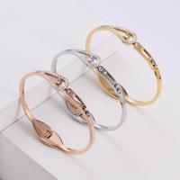 Stainless Steel Bangle 316 Stainless Steel Round Vacuum Ion Plating fashion jewelry & for woman & with rhinestone Sold By PC