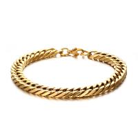 Partículas de acero Pulsera, Joyería & para hombre, dorado, 8mm, longitud aproximado 8.66 Inch, Vendido por UD