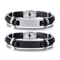 Bijoux bracelet en acier inoxydable, Acier inoxydable 304, avec Cuir, bijoux de mode & pour homme, plus de couleurs à choisir, 10mm, Longueur Environ 8.46 pouce, Vendu par PC