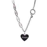 Collana in acciaio inossidabile, with 1.96inch extender chain, Cuore, gioielli di moda & con modello lettera & per la donna & smalto, colore originale, Lunghezza Appross. 18 pollice, Venduto da PC