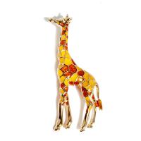 emalje broche, Zinc Alloy, Giraffe, guldfarve belagt, Unisex, flere farver til valg, 45x20mm, Solgt af PC