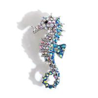 Rhinestone Broche, Zinc Alloy, Seahorse, platin farve forgyldt, Unisex & med rhinestone, flere farver til valg, 23x47mm, Solgt af PC