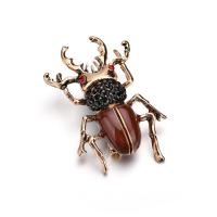 Zinklegering broches, Zinc Alloy, Insect, gold plated, voor vrouw & glazuur & met strass, twee verschillende gekleurde, 35x45mm, Verkocht door PC