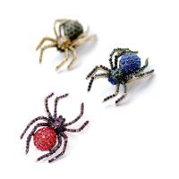 Rhinestone Broche, Zinc Alloy, Spider, guldfarve belagt, for kvinde & med rhinestone, flere farver til valg, 60x40mm, Solgt af PC