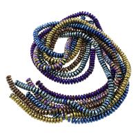 Niet-magnetische Hematiet kralen, Rondelle, plated, gefacetteerde, meer kleuren voor de keuze, 3x6mm, Gat:Ca 0.7mm, Lengte Ca 16 inch, 10strengen/Lot, Ca 36pC's/Strand, Verkocht door Lot