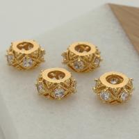 Cubic Zirconia Micro Pave Brass Beads Vacuum Plating DIY & micro pave cubic zirconia golden Sold By PC