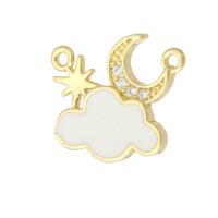 Messing hanger met micro-paved kubieke zirconia's, gold plated, mode sieraden & DIY & micro pave zirconia & glazuur & dubbel-gat, gouden, 15x13x2mm, Gat:Ca 1mm, 10pC's/Lot, Verkocht door Lot