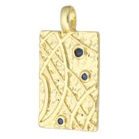 Cubique Pendentif en laiton zircon pavent, rectangle, Placage de couleur d'or, bijoux de mode & DIY & pavé de micro zircon, doré, 15x29x2mm, Trou:Environ 2.5mm, 10PC/lot, Vendu par lot