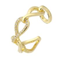 Kubieke Circonia Micro Pave Brass Ring, Messing, gold plated, mode sieraden & micro pave zirconia & voor vrouw, gouden, 7mm, Maat:6.5, 10pC's/Lot, Verkocht door Lot