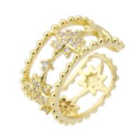 Kubieke Circonia Micro Pave Brass Ring, Messing, gold plated, mode sieraden & micro pave zirconia & voor vrouw, gouden, 10mm, Maat:7, 10pC's/Lot, Verkocht door Lot