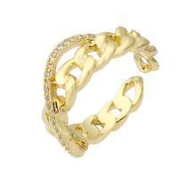 Kubieke Circonia Micro Pave Brass Ring, Messing, gold plated, mode sieraden & micro pave zirconia & voor vrouw, gouden, 8mm, Maat:7, 10pC's/Lot, Verkocht door Lot