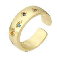 Kubieke Circonia Micro Pave Brass Ring, Messing, gold plated, mode sieraden & micro pave zirconia & voor vrouw, multi-gekleurde, 7mm, Maat:7, 10pC's/Lot, Verkocht door Lot