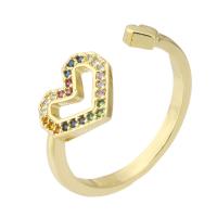 Cubi Circonia Micro Pave anello in ottone, placcato color oro, gioielli di moda & Micro spianare cubic zirconia & per la donna, multi-colore, 9mm, Misura:7.5, 10PC/lotto, Venduto da lotto