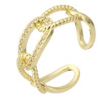 Kubieke Circonia Micro Pave Brass Ring, Messing, gold plated, mode sieraden & micro pave zirconia & voor vrouw, gouden, 7mm, Maat:7.5, 10pC's/Lot, Verkocht door Lot