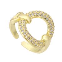 Cubi Circonia Micro Pave anello in ottone, placcato color oro, gioielli di moda & Micro spianare cubic zirconia & per la donna, dorato, 17mm, Misura:7, 10PC/lotto, Venduto da lotto