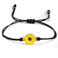 Zinklegierung Armband, Legierung, mit Nylon, Sonnenblume, Einstellbar & für Frau & Emaille, 19mm, verkauft per 30 cm Strang