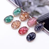 Pendentif en résine, avec laiton, ovale, Placage de couleur d'or, druzy imitation quartz & unisexe, plus de couleurs à choisir, 18x29mm, Environ 20PC/sac, Vendu par sac