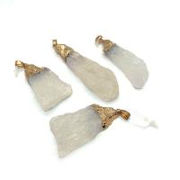 Naturlig Quartz Druzy Pendler, Clear Quartz, med Messing, Uregelmæssig, guldfarve belagt, du kan DIY, hvid, 20x40-40x80mm, Solgt af PC