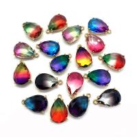 Crystal Vedhæng, Krystal, med Messing, Teardrop, guldfarve belagt, gradient farve & du kan DIY & facetteret, flere farver til valg, 13x21mm, Solgt af PC