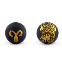 Natural Black Agate Beads Round gilding DIY & with constellation symbols & frosted black 12-14mm Sold By PC