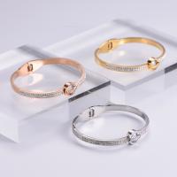 Stainless Steel Bangle 316 Stainless Steel Round Vacuum Ion Plating fashion jewelry & for woman & with rhinestone Sold By PC