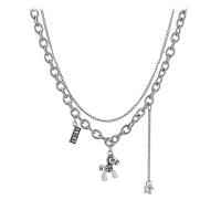 Colar de jóias de aço inoxidável, with 1.96inch extender chain, Cavalo, Camada Dupla & joias de moda & unissex, cor original, comprimento Aprox 16.5 inchaltura, vendido por PC